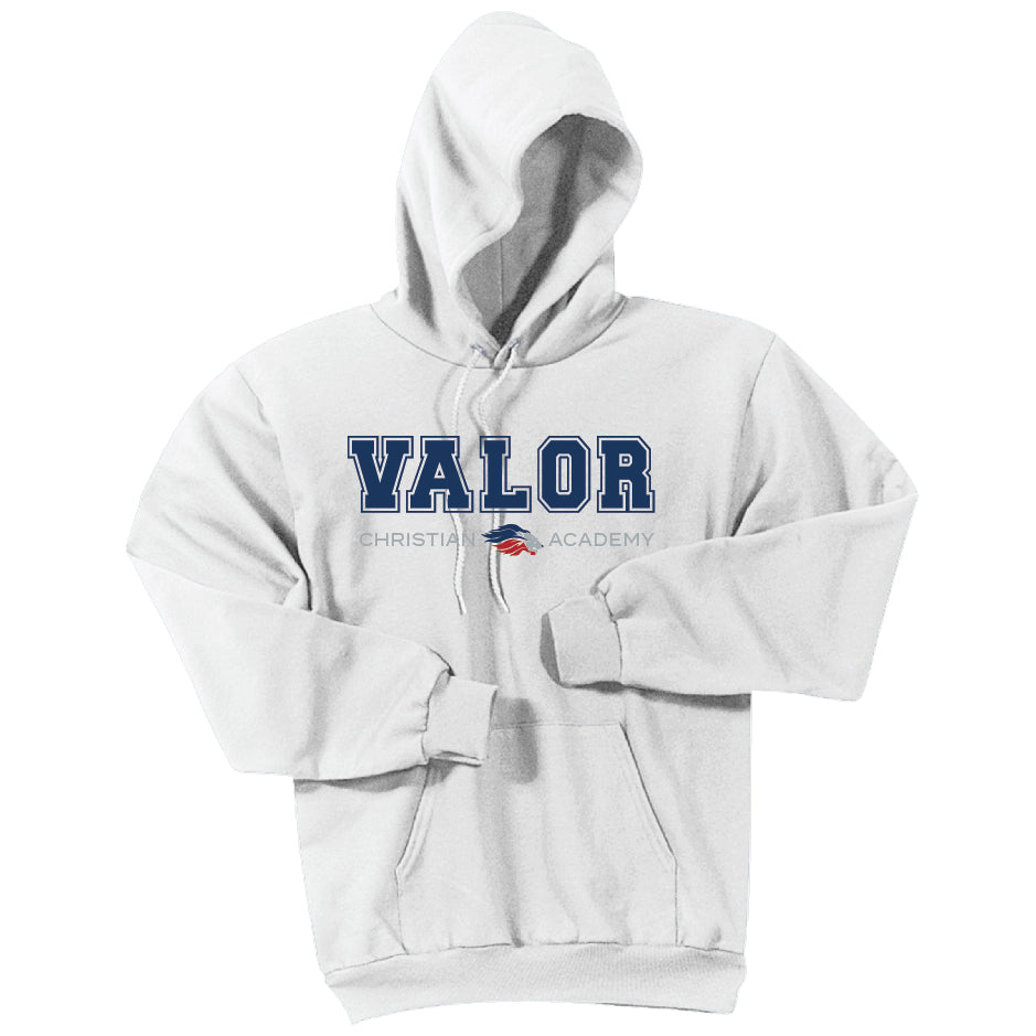 Collegiate Valor Hoodie Sweatshirt (White/Navy)