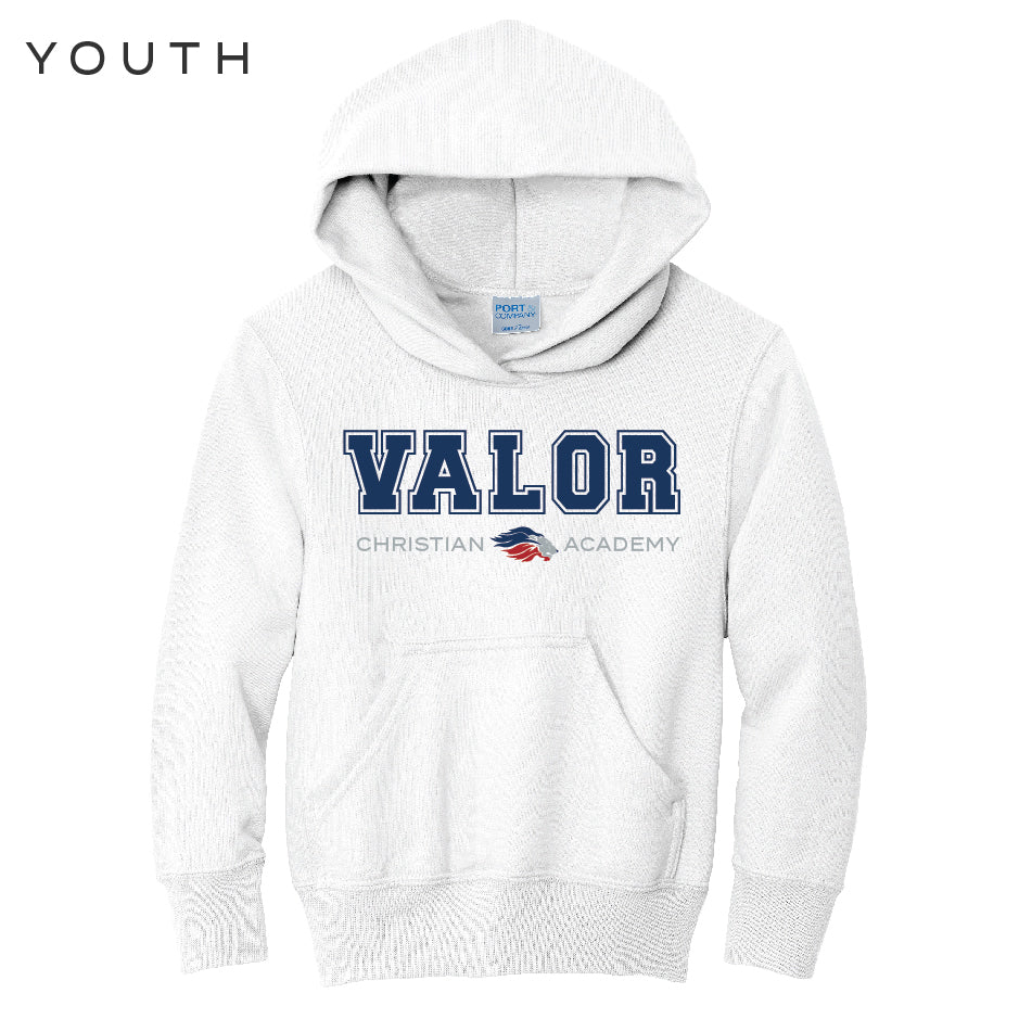 Collegiate Valor Hoodie Sweatshirt (White/Navy)