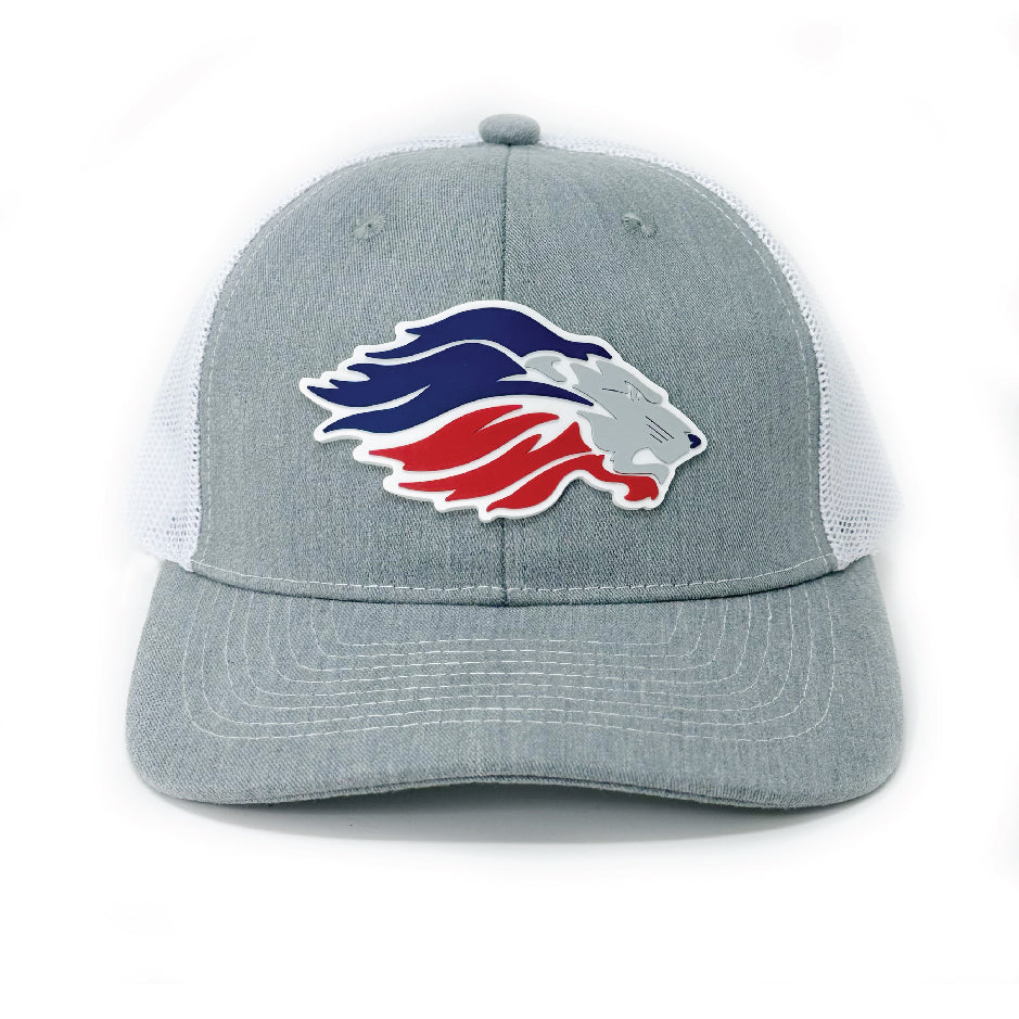 Lion Head PVC Patch Hat (Heathered Grey/White)