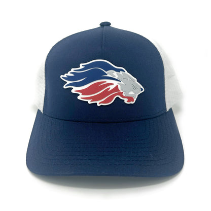 Lion Head PVC Patch Hat (Navy/White)