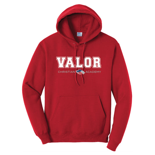 Collegiate Valor Hoodie Sweatshirt (Red/White)