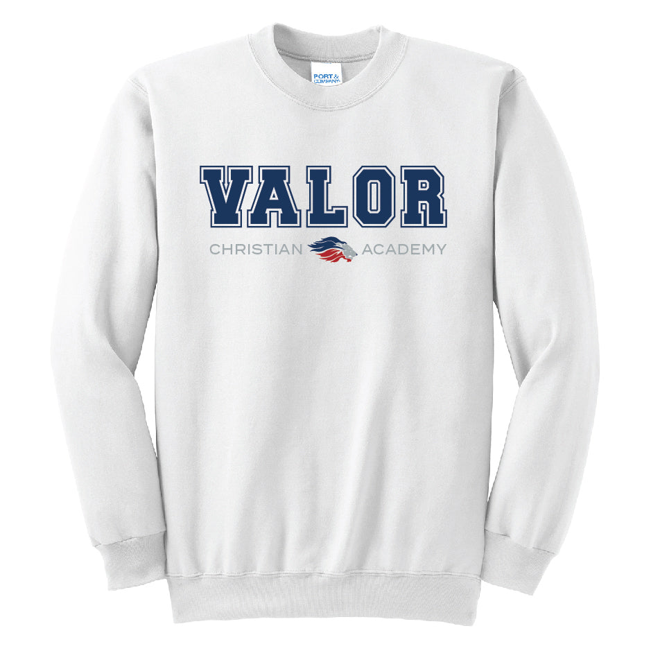 Collegiate Valor Crewneck Sweatshirt (White/Navy)