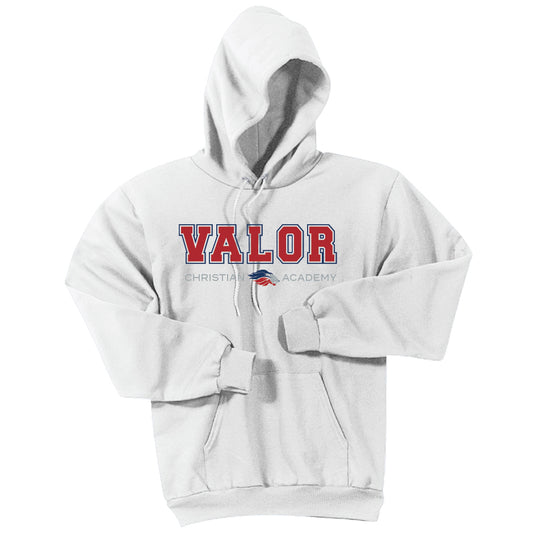 Collegiate Valor Hoodie Sweatshirt (White/Red)