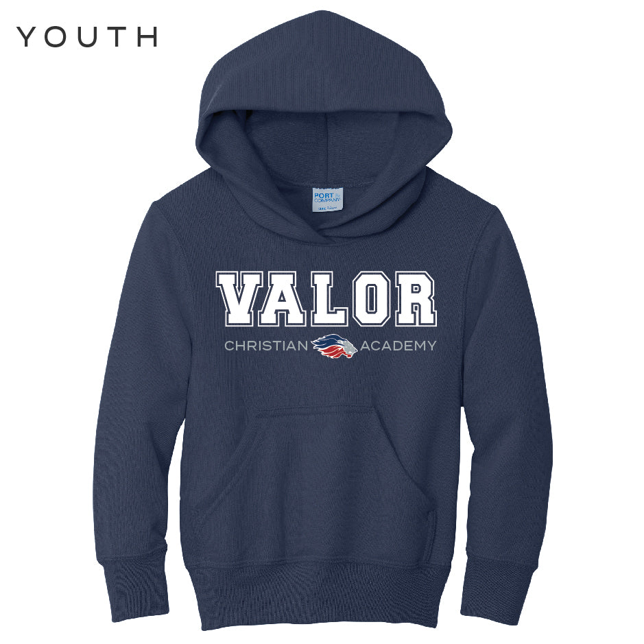 Collegiate Valor Hoodie Sweatshirt (Navy/White)