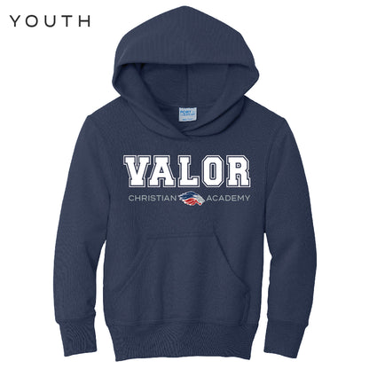 Collegiate Valor Hoodie Sweatshirt (Navy/White)