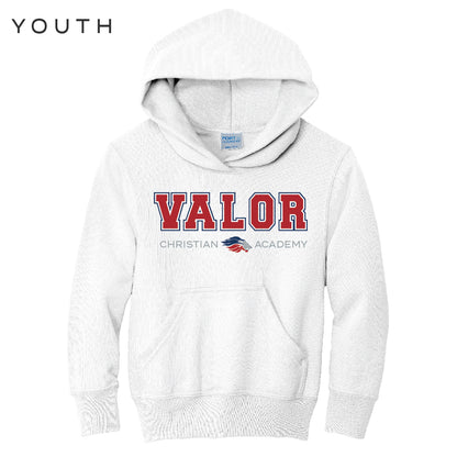 Collegiate Valor Hoodie Sweatshirt (White/Red)