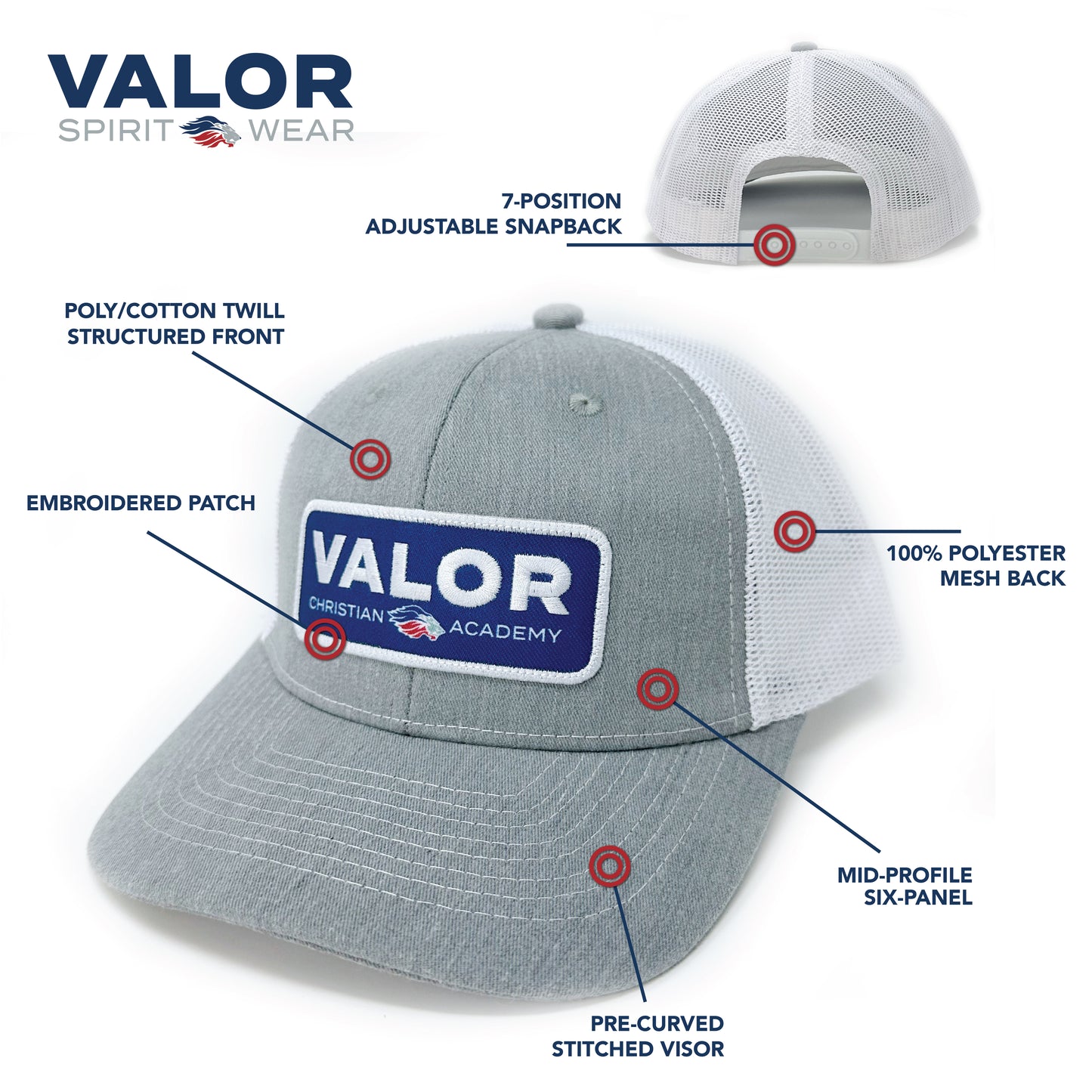 Simple Valor Patch Hat (Heathered Grey/White)